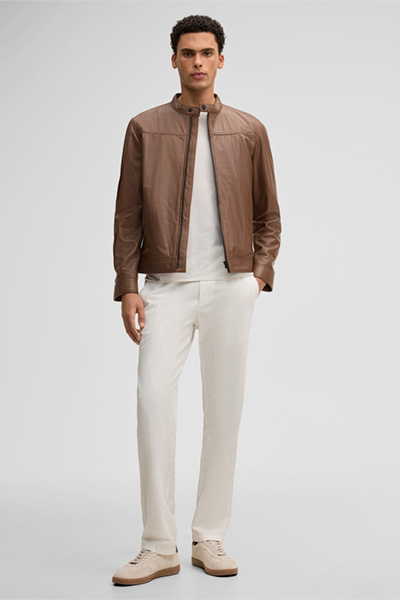 Veste en cuir Jace, marron