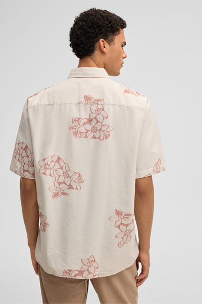 Kurzarm-Hemd Casyn, offwhite/rot floral