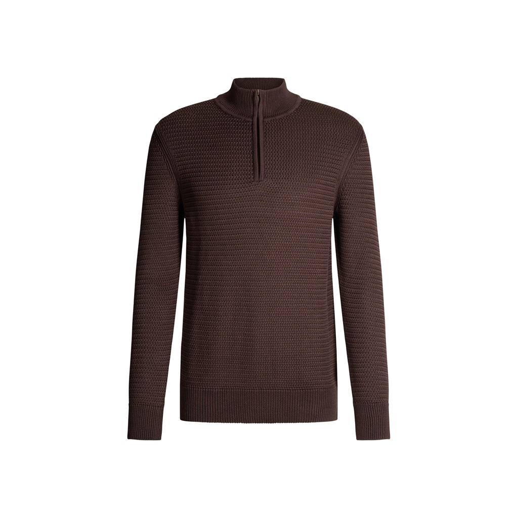 Adrian Knitted Half-zip Pullover in Brown - in the Strellson