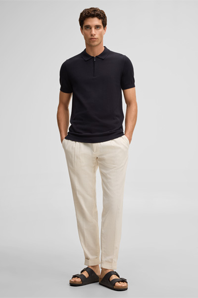 Leads to product detail page "Vincent zip-up polo shirt, navy"