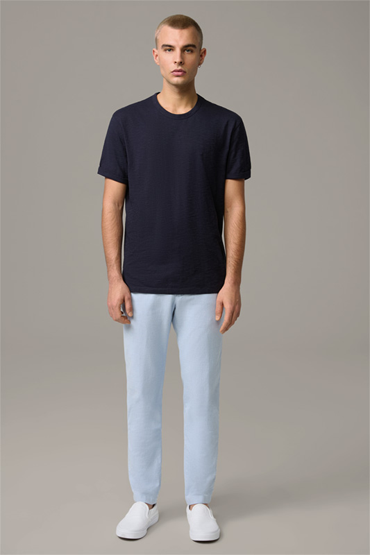Baumwoll-T-Shirt Colin, dunkelblau strukturiert