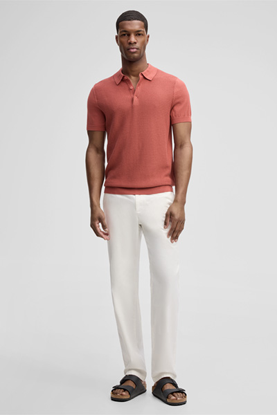 Strick-Poloshirt Adrian, rot strukturiert