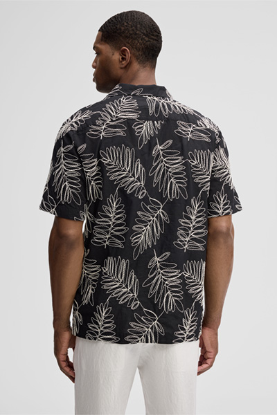Kurzarm-Hemd Clint, schwarz gemustert