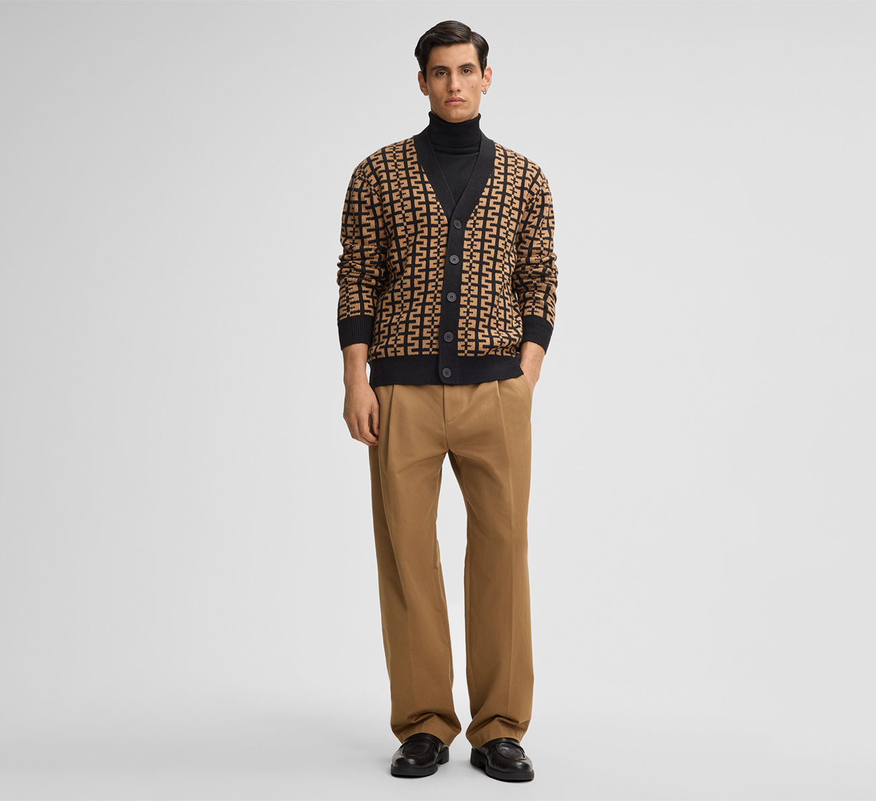 Strellson presents the product Tito Cardigan in a Brown/Black Pattern from the category Knitwear