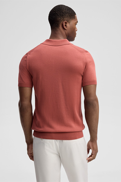 Strick-Poloshirt Adrian, rot strukturiert