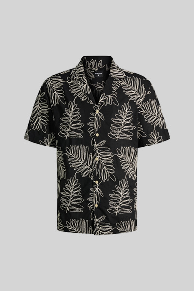 Chemise à manches courtes Clint, noir à motif