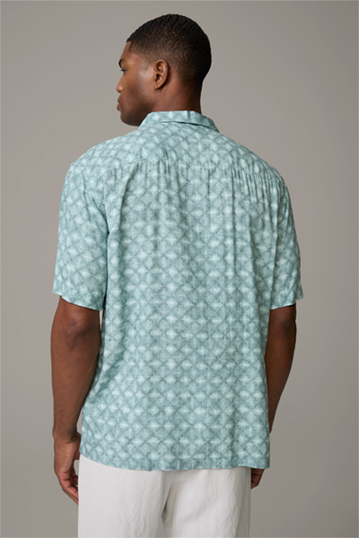 Overhemd met korte mouwen Cliro, met turquoise dessin