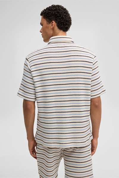 Kurzarm-Hemd Colin, offwhite/blau gestreift