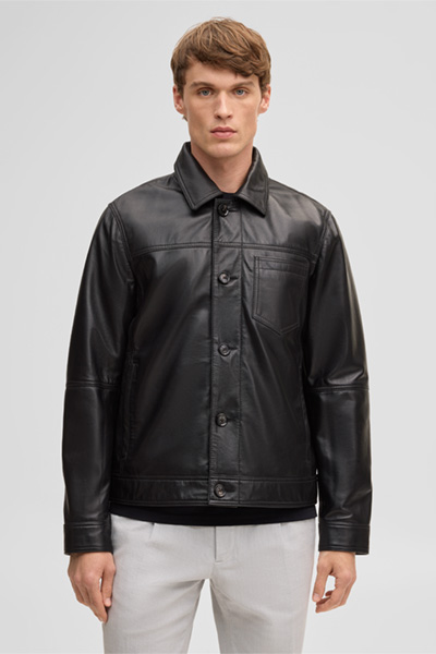 Flint leather jacket, black