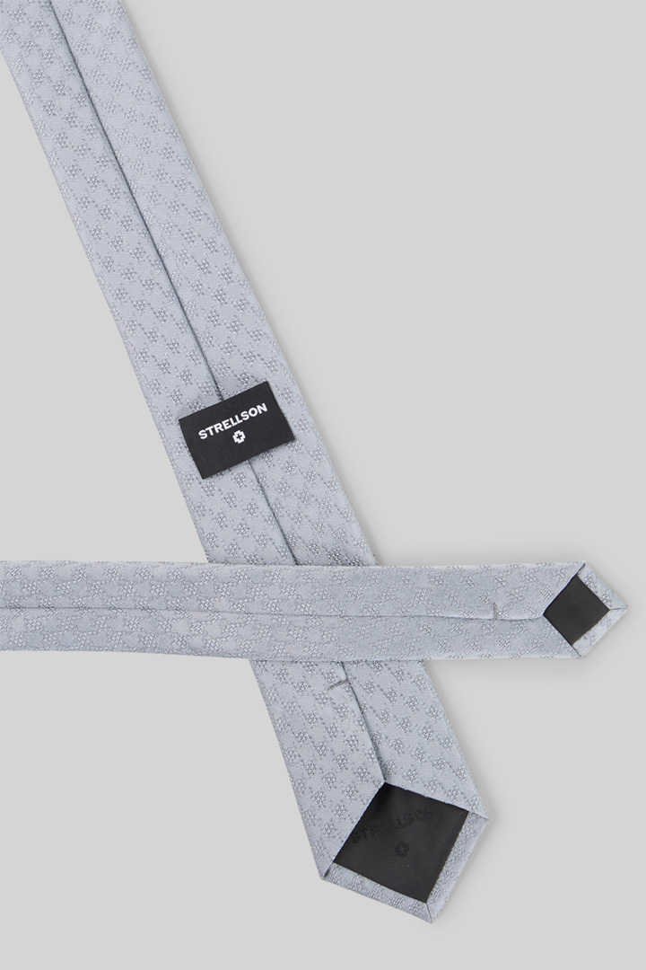 Tie, silver grey patterned