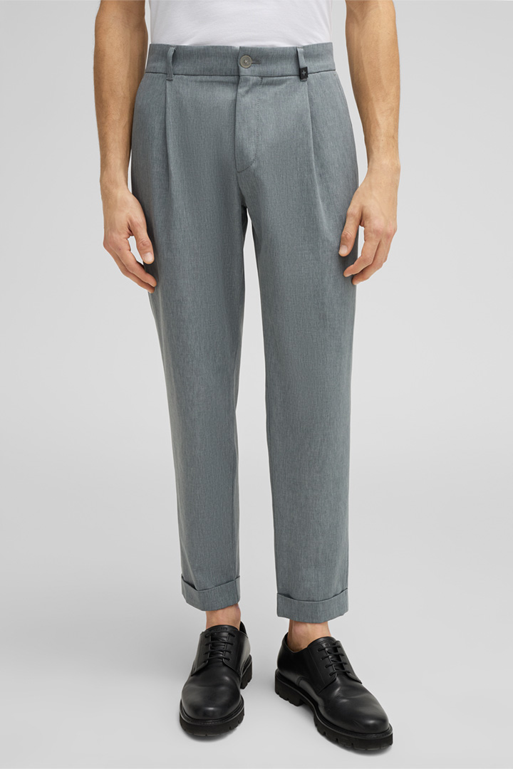 Bundfaltenhose Louis, grau meliert