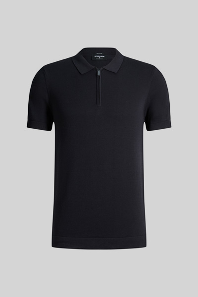 Vincent zip-up polo shirt, navy