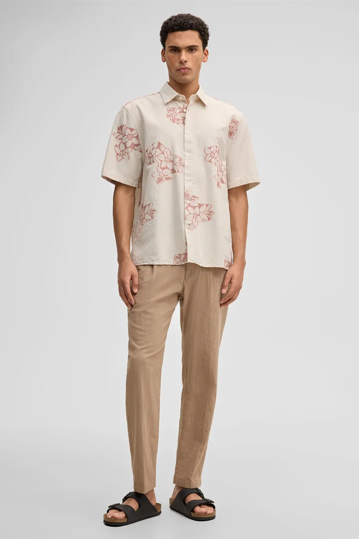 Kurzarm-Hemd Casyn, offwhite/rot floral