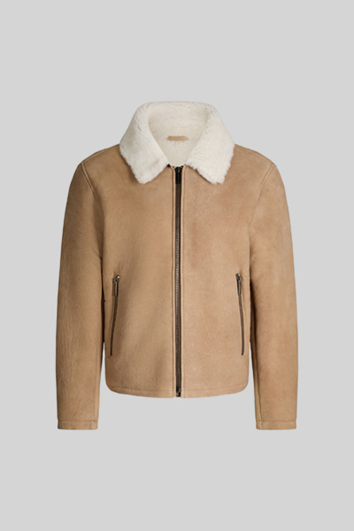 Monty Leather Jacket in Beige