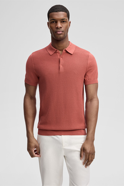 Strick-Poloshirt Adrian, rot strukturiert