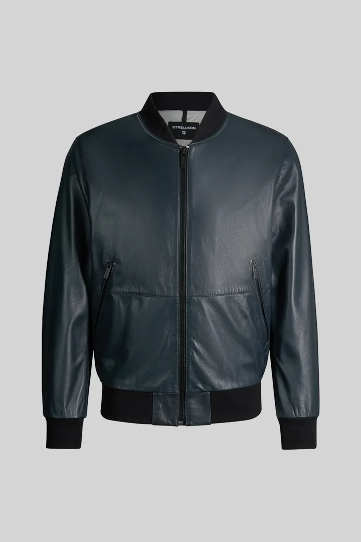 Führt zu Produktdetailseite „Lederjacke Boston, dunkelblau"