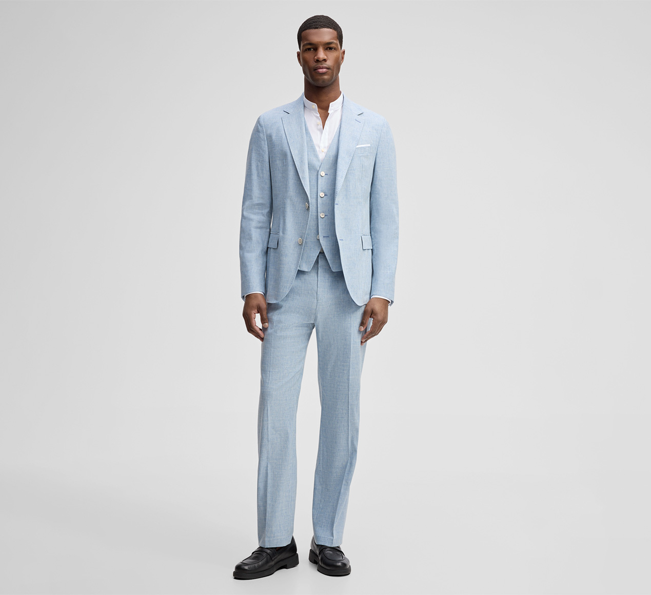Strellson präsentiert das Produkt Anzughose Tomeo, hellblau meliert aus der Kategorie Hosen
