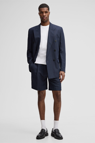Chino Shorts Kelby, navy gestreift
