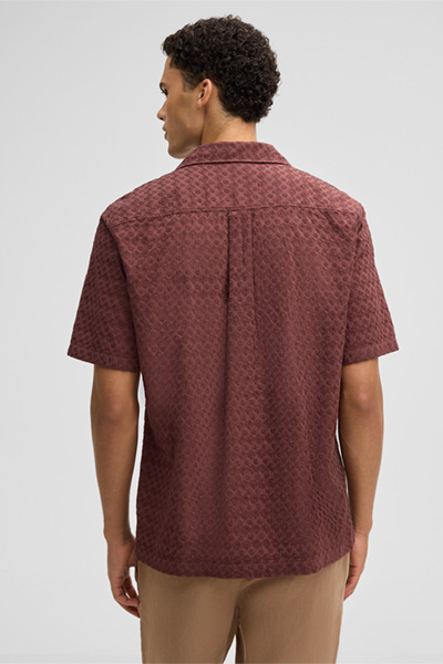 Kurzarm-Hemd Ciscon, rot strukturiert
