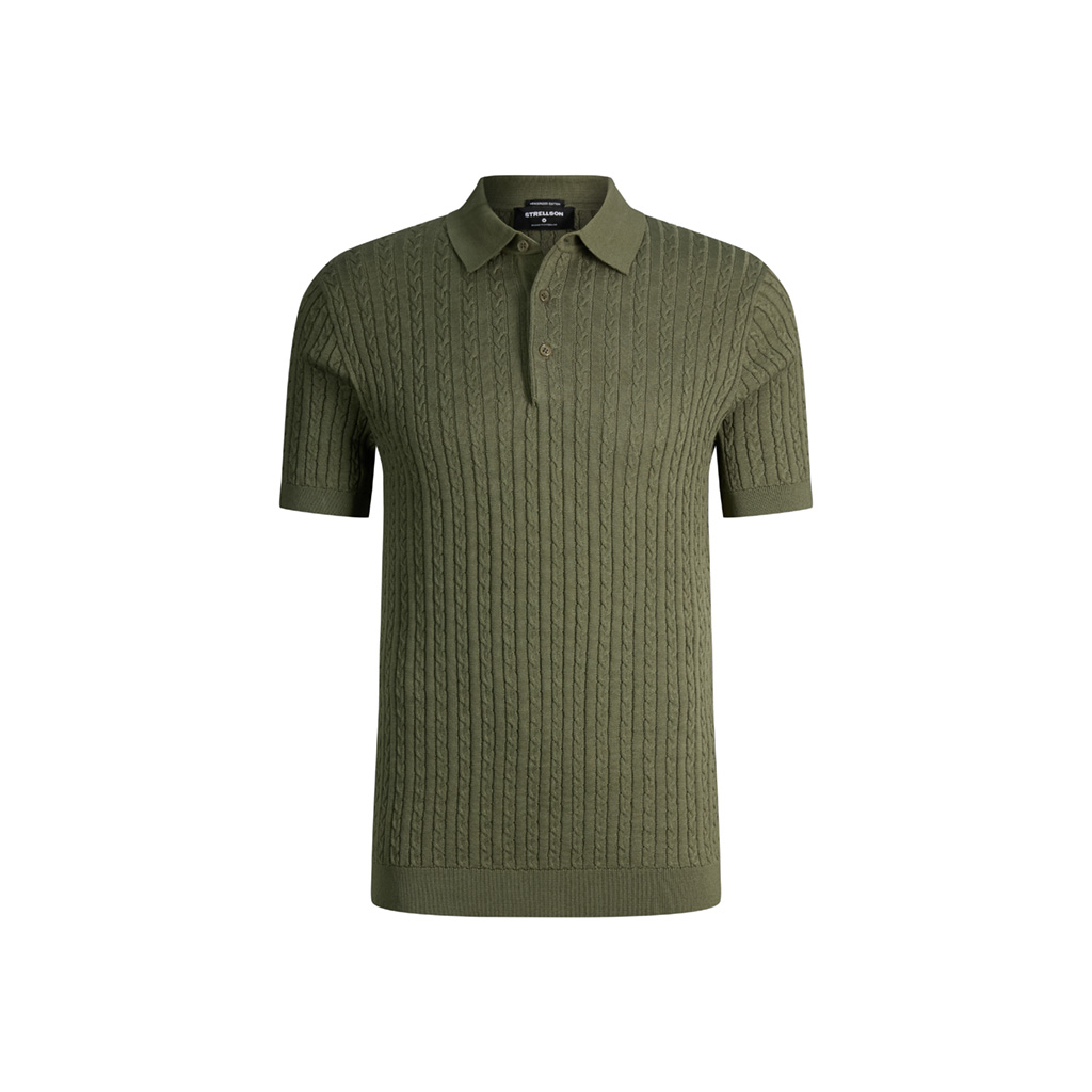 Adrian Polo Shirt in Ribbed Olive/Green - in the Strellson Online-Shop