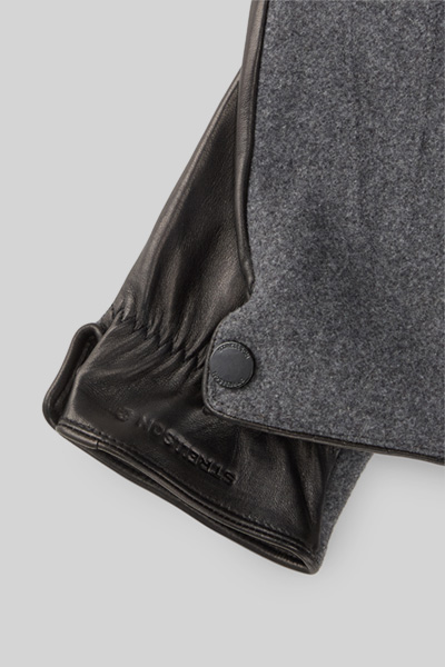 Fingerhandschuhe Leder-Mix, grau meliert