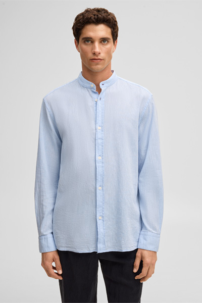 Leidt naar de productdetailpagina „Overhemd Calisto met linnen, lichtblauw"