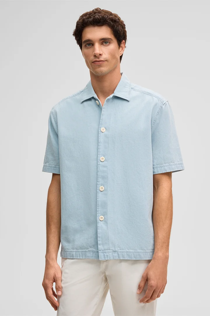 Führt zu Produktdetailseite „Kurzarm-Hemd Navi, hellblau"