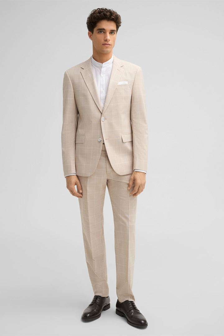 Leads to look detail page “Aidan-Melwin Modular Suit in Beige checkered”