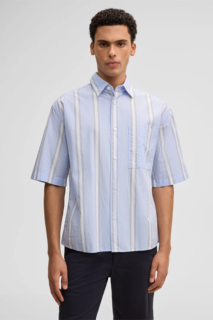 Führt zu Produktdetailseite „Kurzarm-Hemd Nelson, hellblau/weiß gestreift"