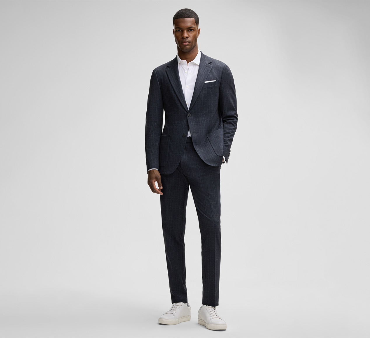 Strellson présente le produit Costume Flex Cross Arndt, bleu foncé à motif de la catégorie Vestes de costume