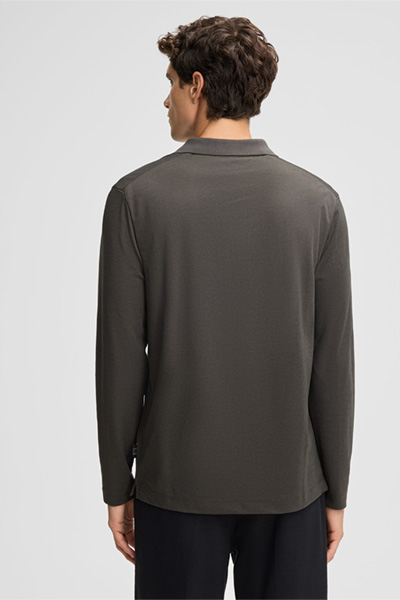 Edgar Long-sleeved Polo Top in Dark Green