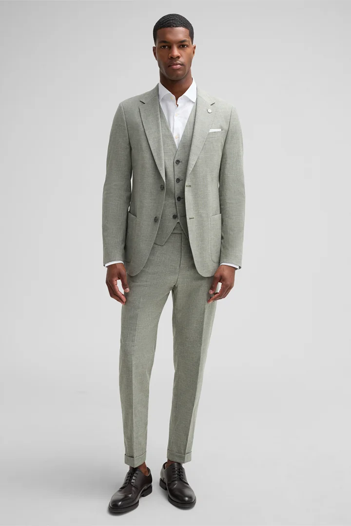 Leidt naar de productdetailpagina „Combinatiecolbert Arndt, lichtgroen gemêleerd"