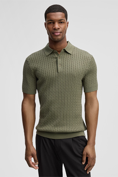 Poloshirt Adrian, olivgrün gerippt