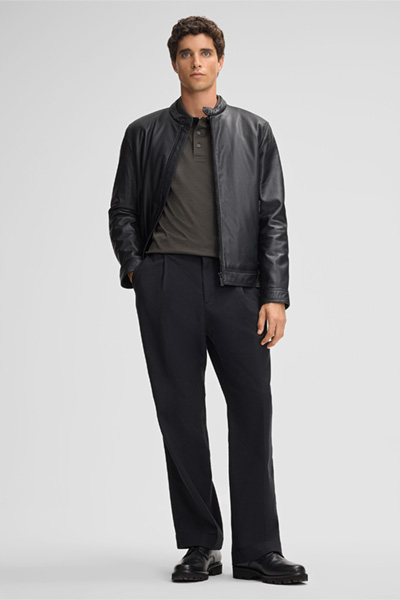 Edgar Long-sleeved Polo Top in Dark Green