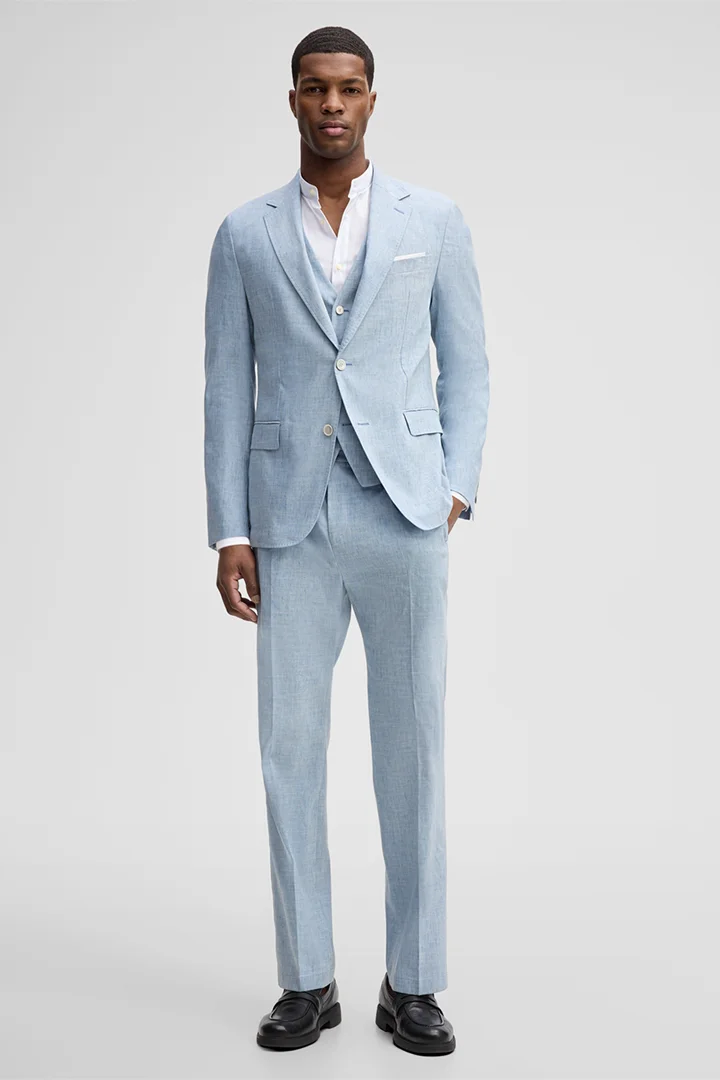 Mène à la page produit « Veste modulable Ari avec une touche de lin, bleu chiné »