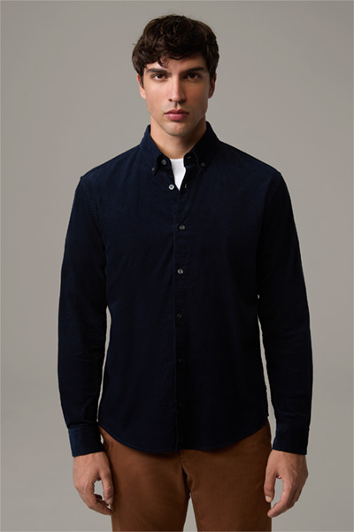 Overhemd Corey, van marineblauw corduroy