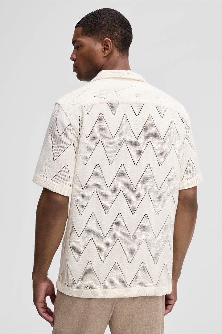 Kurzarm-Hemd Clint, offwhite gemustert