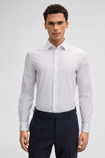 Stan shirt, white/light blue patterned