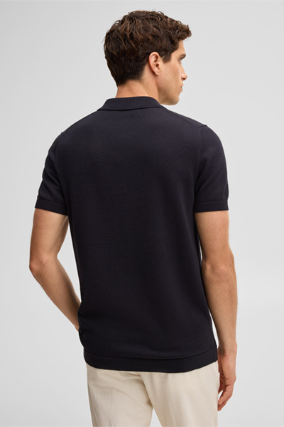 Leads to product detail page "Vincent zip-up polo shirt, navy"