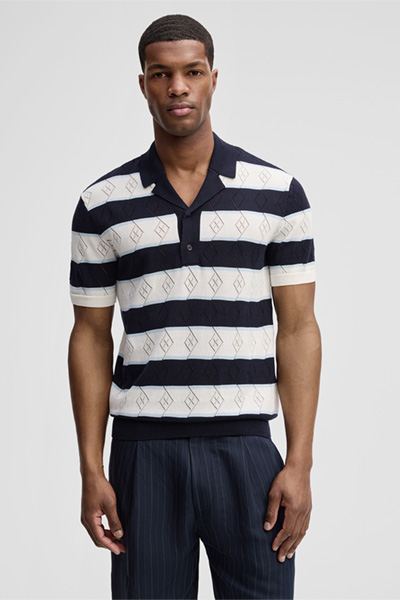 Poloshirt Adrian, navy/weiß gestreift