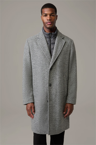 Mantel Baronz, wolmix, lichtgrijs gemêleerd