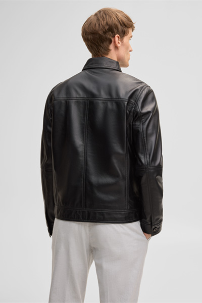 Flint leather jacket, black