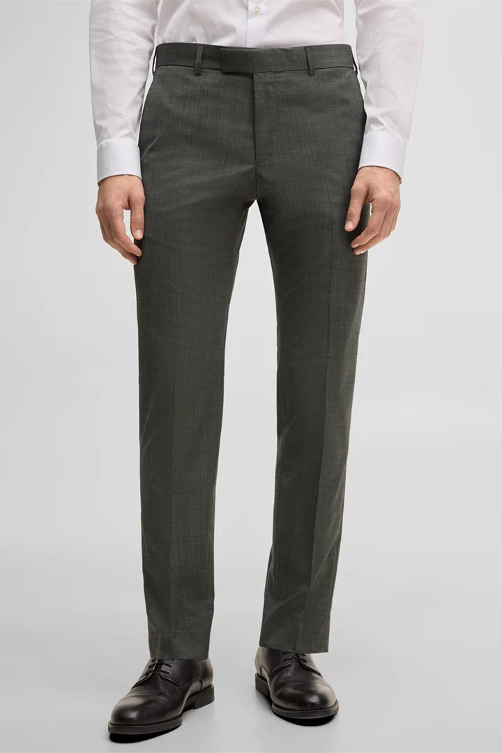 Leads to product detail page "Melwin modular suit trousers, olive marl"