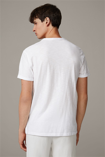Katoenen T-shirt Colin, wit gestructureerd
