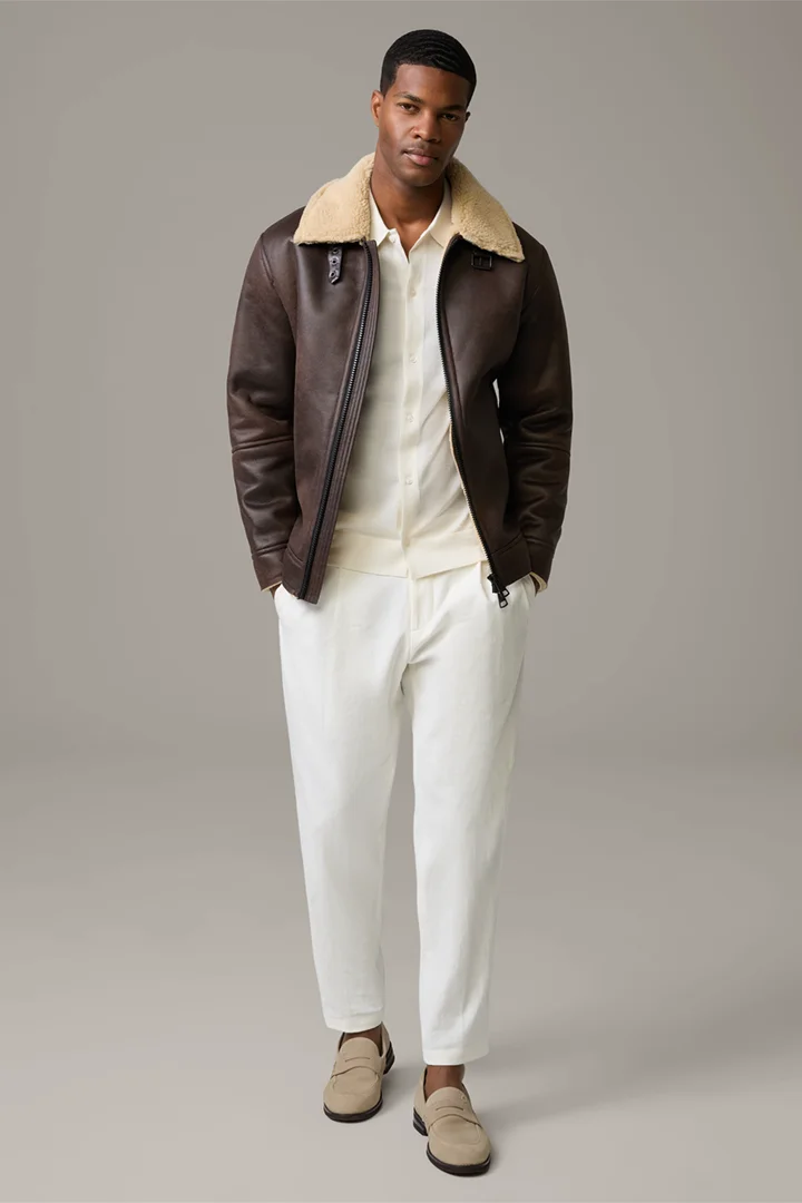 Mène à la page produit « Blouson Teddy, marron »