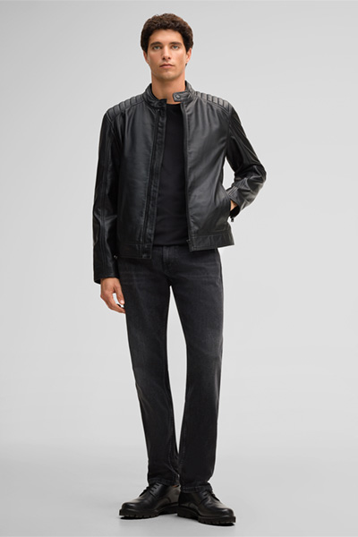 Piers leather jacket, black