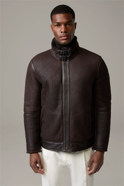 Shelter Double-faced Leather Jacket in Dark Brown