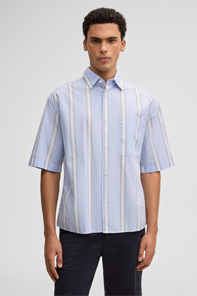 Kurzarm-Hemd Nelson, hellblau/weiß gestreift