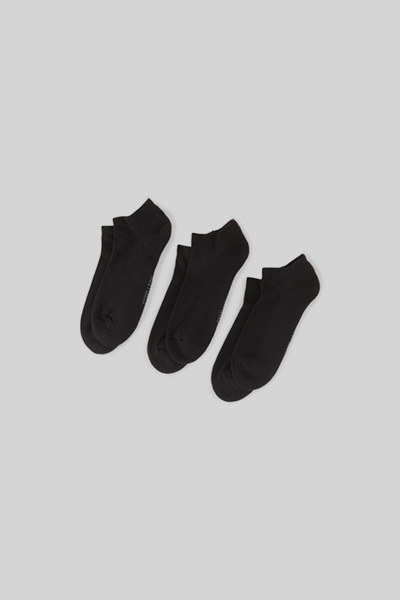 3er-Pack Soft Cotton Sneaker Socken, schwarz