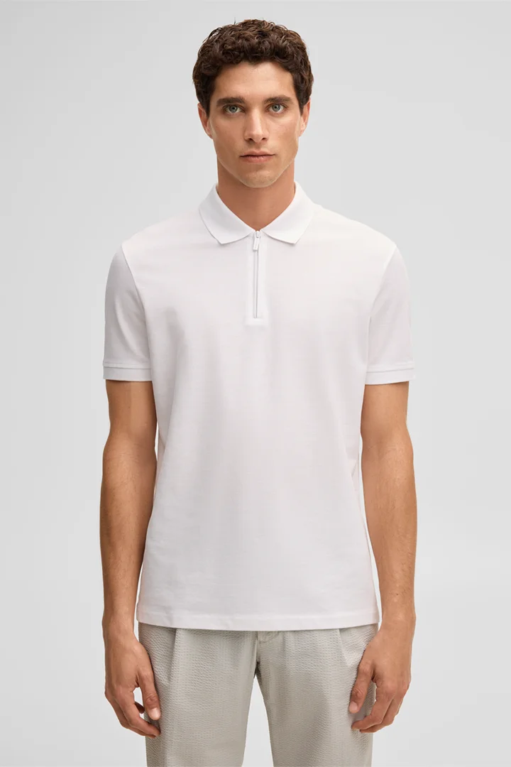 Leidt naar de productdetailpagina „Piro-poloshirt met rits, wit"